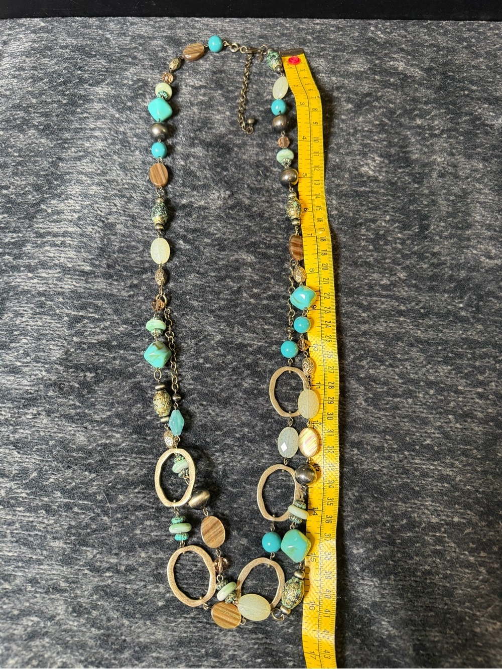 Premier Designs Double Layer Turquoise Beaded Statement Necklace Boho Southwest - Picture 4 of 7